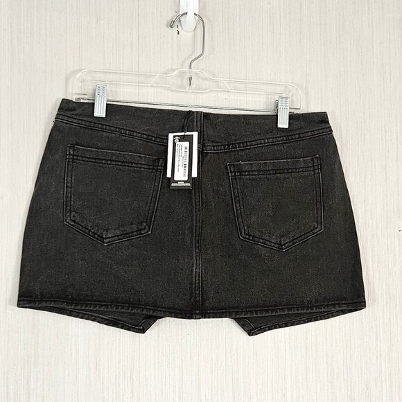 SALE Prettylittlething PLT Washed Black Denim Micro Mini Skirt - sz US 8P - NWT - Picture 4 of 8